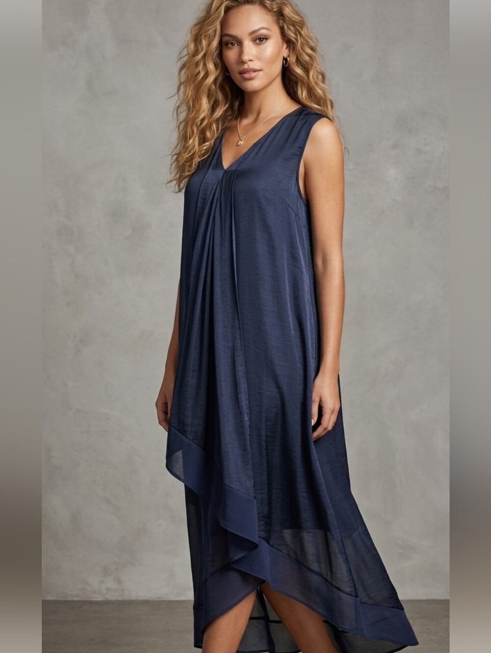 Simply Vera Dark Dark Navy Sleeveless Dress with lining.